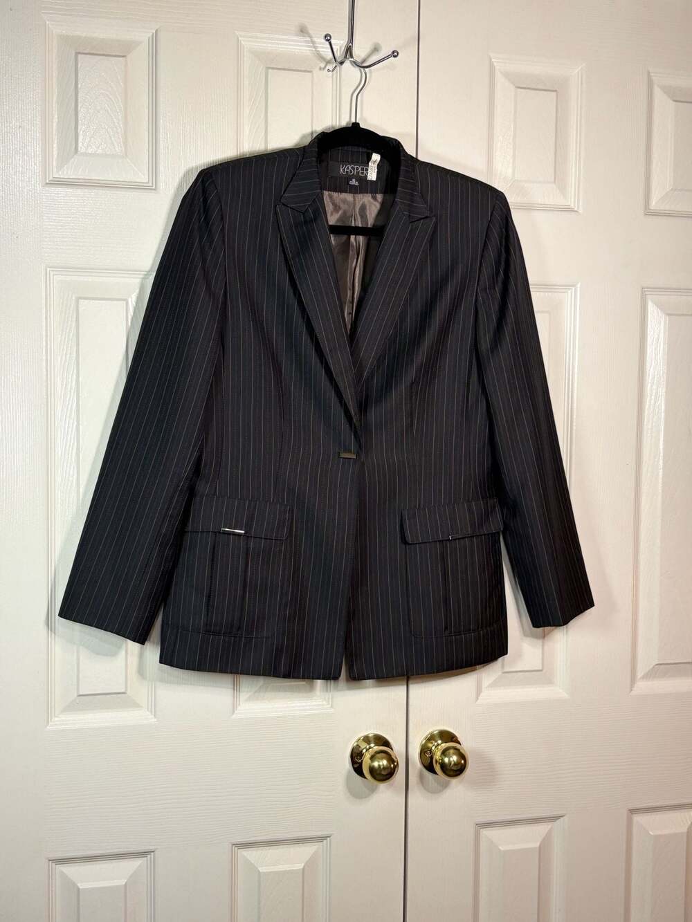 Kasper Women's One-Button Pinstripe Blazer Black Size 10 - Picture 9 of 10
